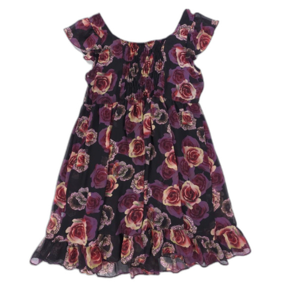 TRIPP NYC Chiffon Babydoll Mini Dress Black Floral Goth Vamp Coquette Whimsigoth - Picture 5 of 7